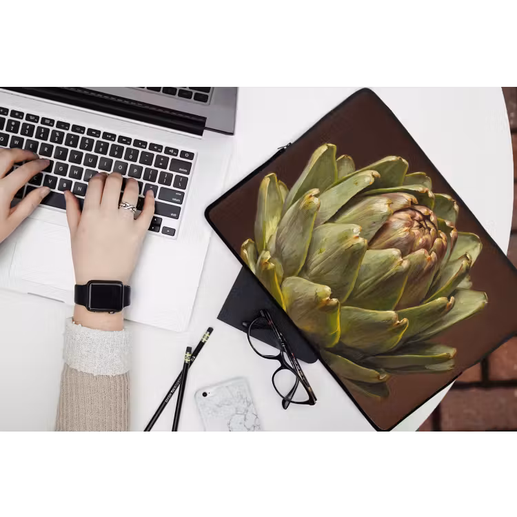 Laptop Sleeve - Vegetable - Artichoke - Green - Groente - Artisjok - Groen laptophoes neopreen klein