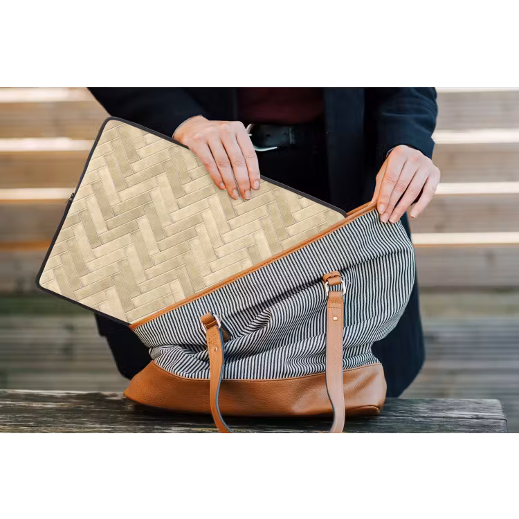 Visgraat - Tegel - Zand laptophoes neopreen klein 279 -tas
