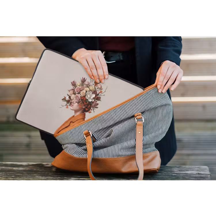 Gezicht - Boeket - Kleurrijk laptophoes neopreen klein -tas