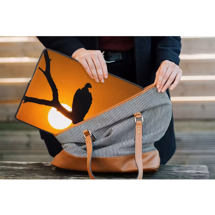 Gier - Tak - Zon - Oranje laptophoes neopreen klein -tas