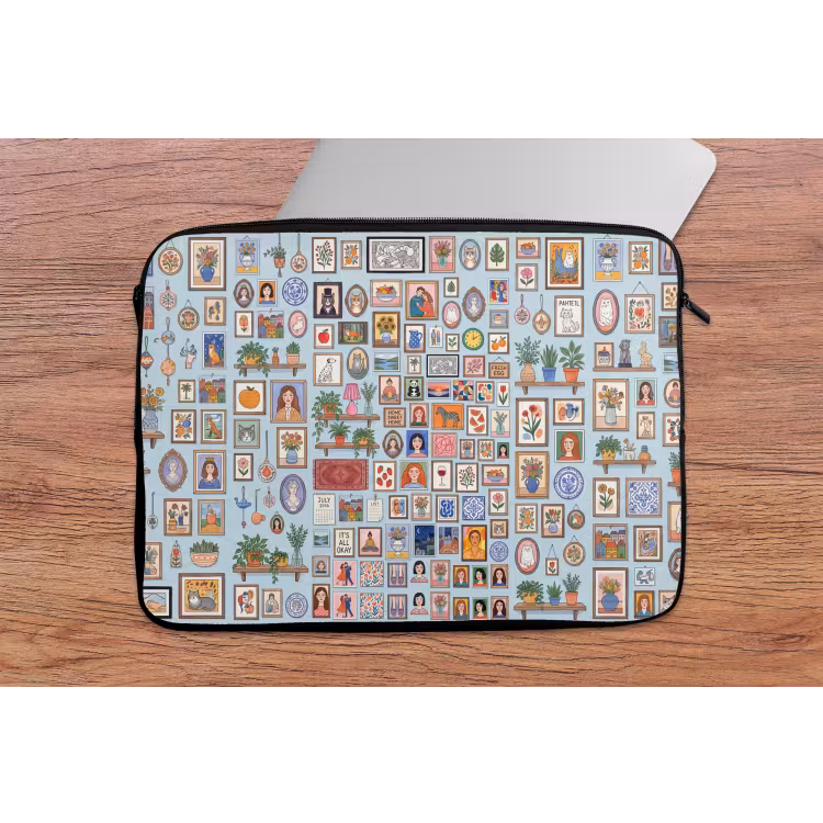 Wanddecoratie - Collectie - Huis - Illustratief - Kleurrijk laptophoes neopreen klein -tafel