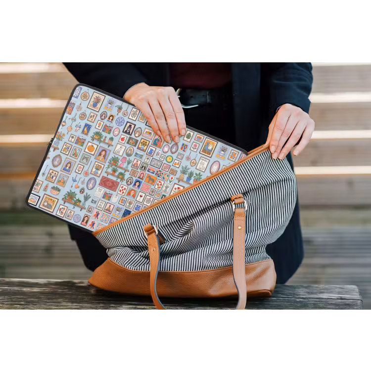 Wanddecoratie - Collectie - Huis - Illustratief - Kleurrijk laptophoes neopreen klein -tas