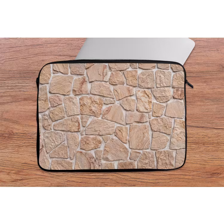 Muur - Steen - Patroon - Rustiek - Beige laptophoes neopreen klein -tafel