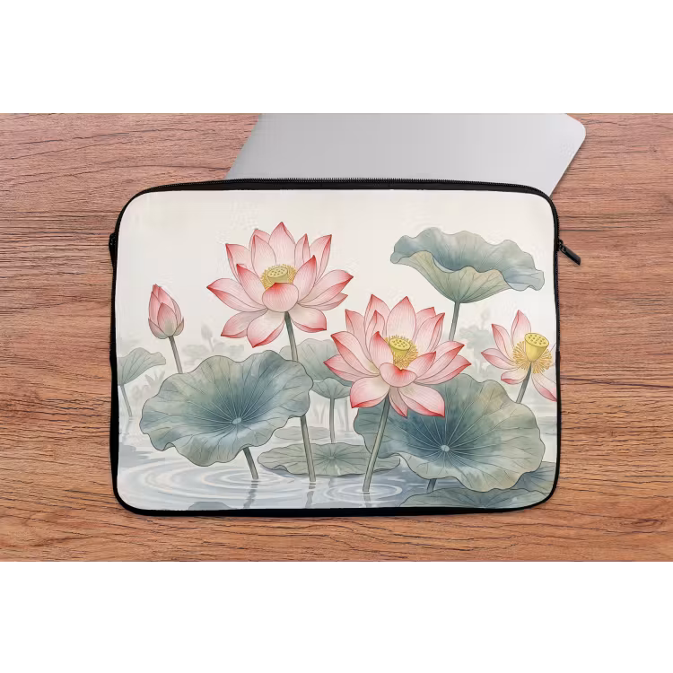 Aquarel - Lotusbloemen - Kleurrijk laptophoes neopreen klein -tafel
