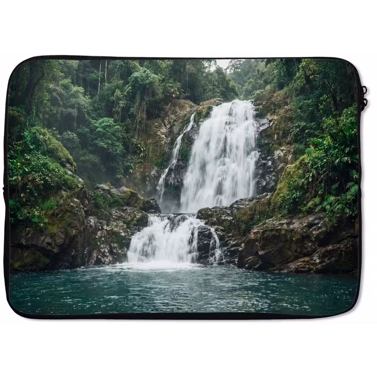 Waterval - Bos - Natuur - Groen laptophoes neopreen klein -zkaufland3dotto