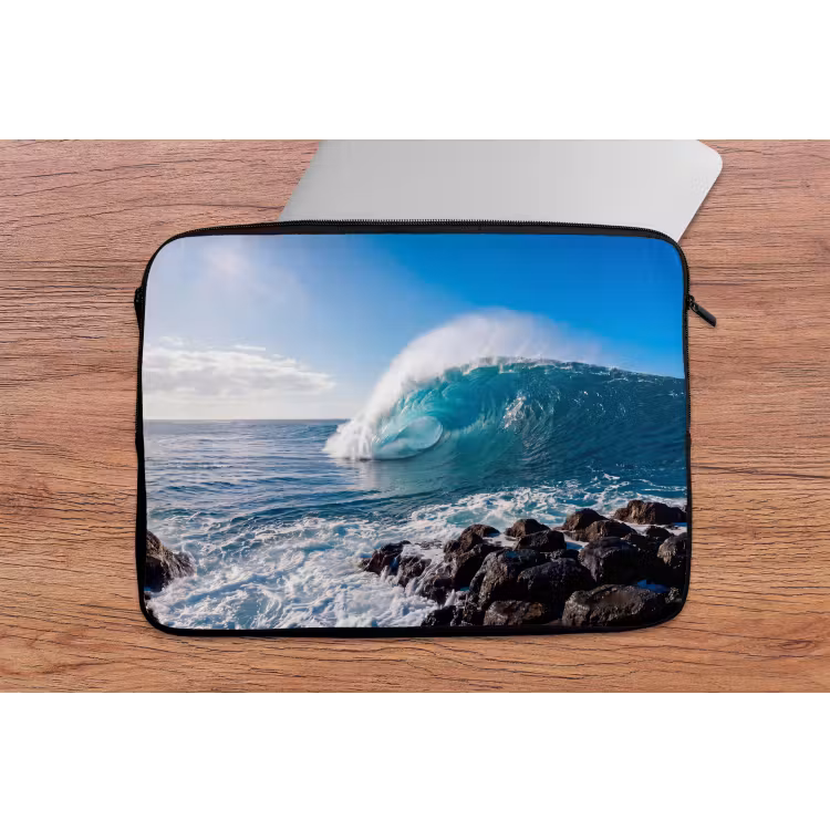 Golf - Oceaan - Brekend - Water - Blauw laptophoes neopreen klein -tafel