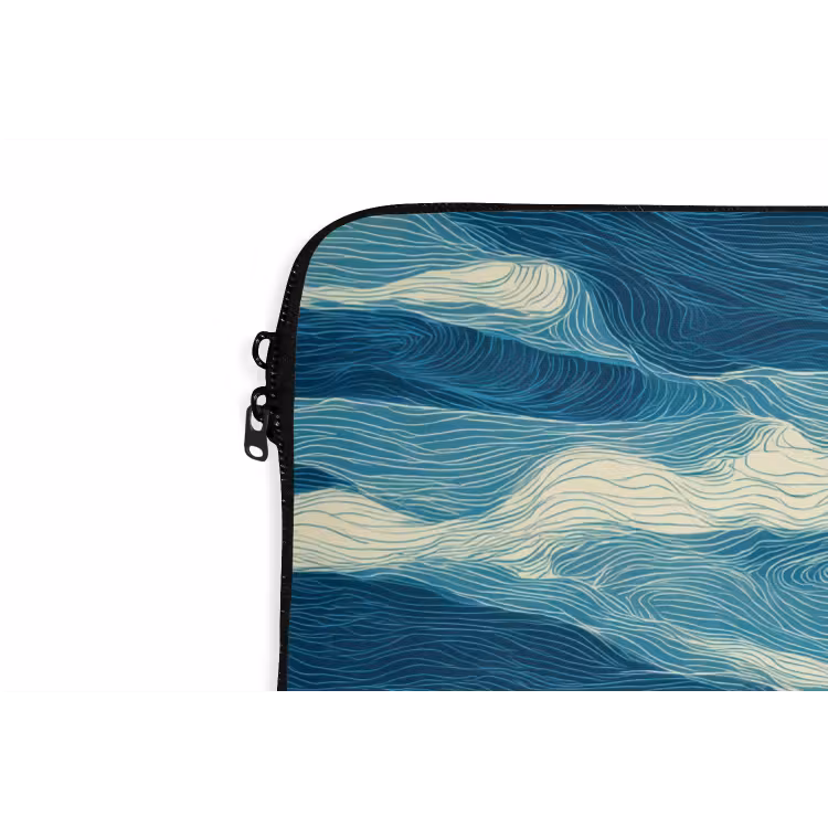 Golven - Abstract - Patroon - Blauw - Wit laptophoes neopreen klein 279 -detail