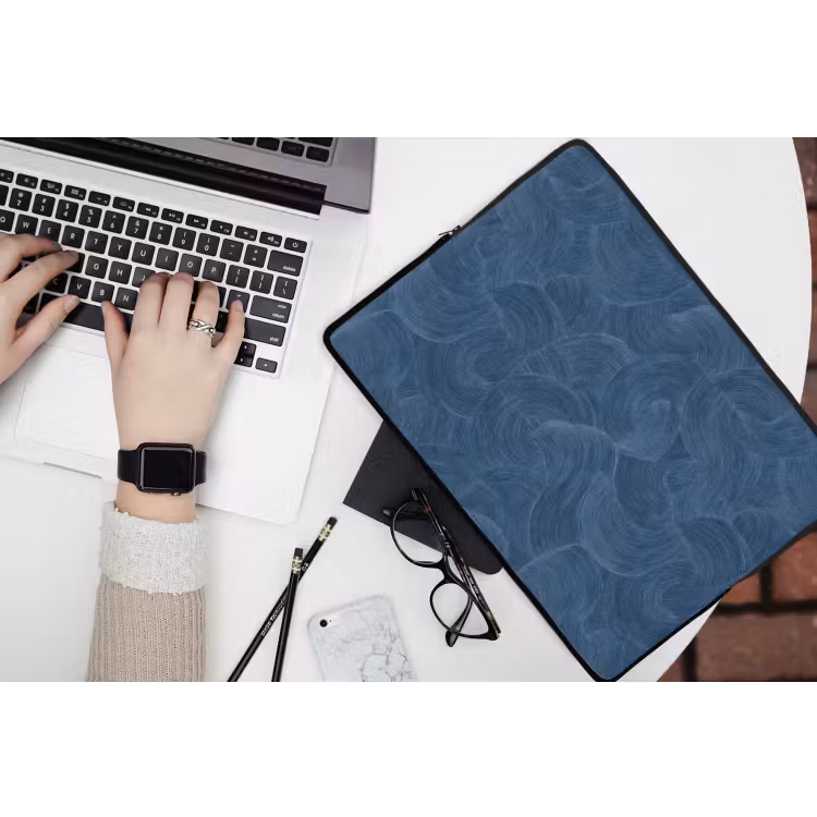 Golven - Textuur - Patroon - Blauw laptophoes neopreen klein 279 -bureau