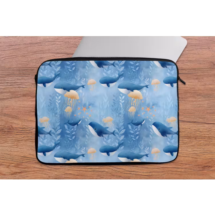 Walvissen - Oceaan - Blauw laptophoes neopreen klein 279 -tafel