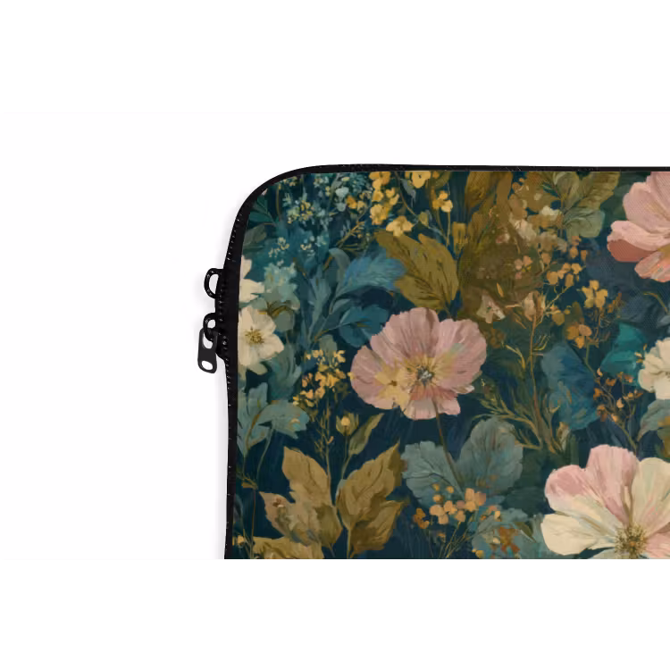 Wilde bloemen - Botanisch - Patroon - Roze - Romantisch laptophoes neopreen klein 279 -detail