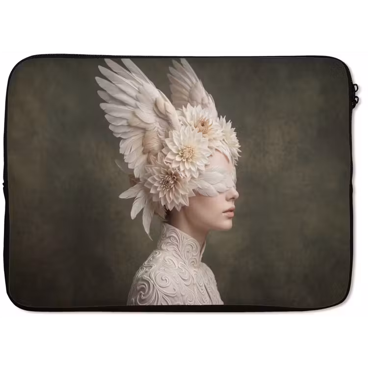 Vleugels - Vrouw - Wit laptophoes neopreen klein -zkaufland3dotto