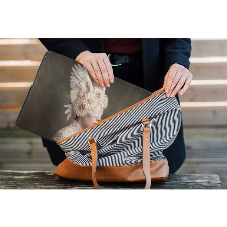 Vleugels - Vrouw - Wit laptophoes neopreen klein -tas