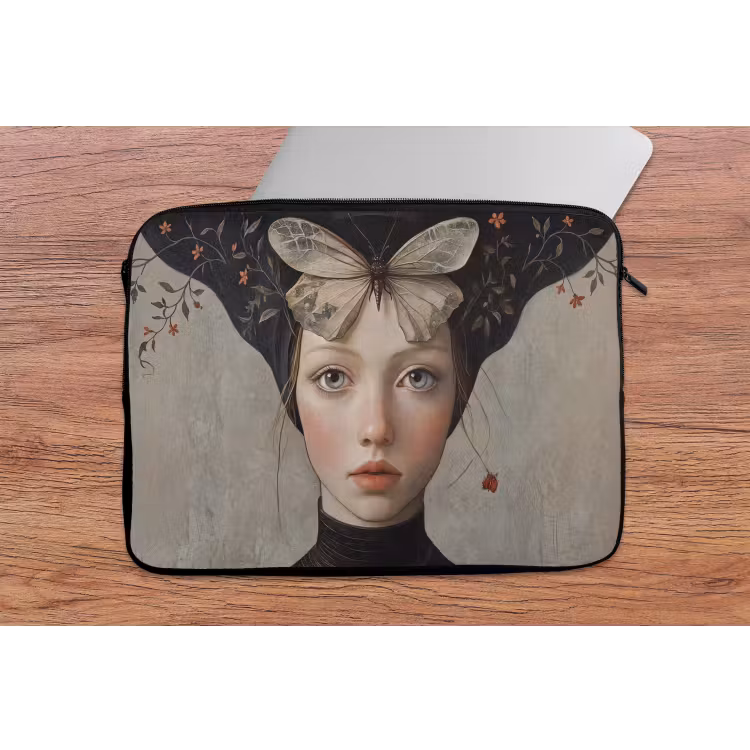 Woman - Butterfly - Art - Classic - Muted laptophoes neopreen klein -tafel