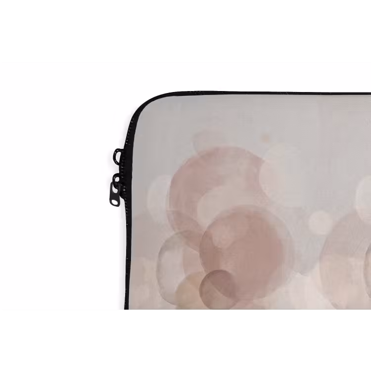 Vrouw - Cirkels - Beige laptophoes neopreen klein -detail