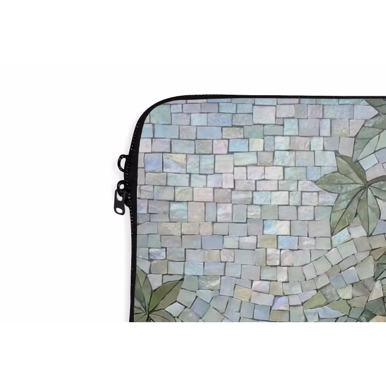Vrouw - Klassiek - Mozaiëk - Natuur - Groen laptophoes neopreen klein -detail