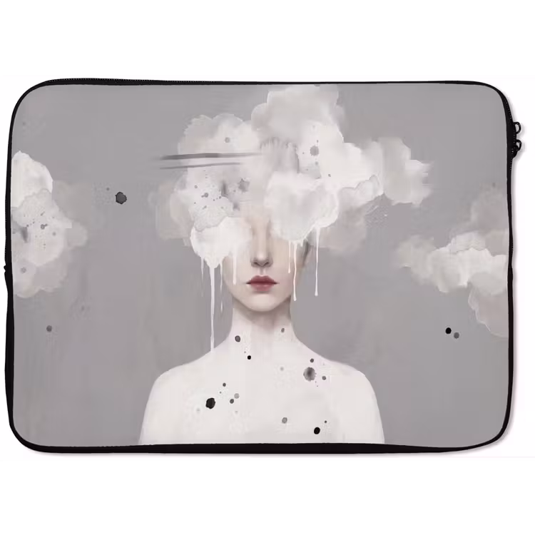 Vrouw - Wolk - Grijs laptophoes neopreen klein -zkaufland3dotto