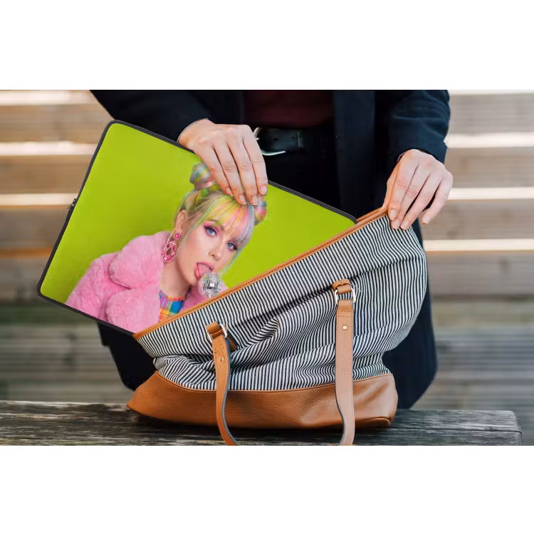 Vrouw - Kleurrijk haar - Pop art - Modern - Levendig laptophoes neopreen klein -tas