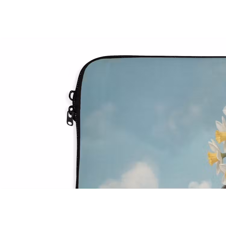 Vrouw - Narcissen - Geel laptophoes neopreen klein -detail