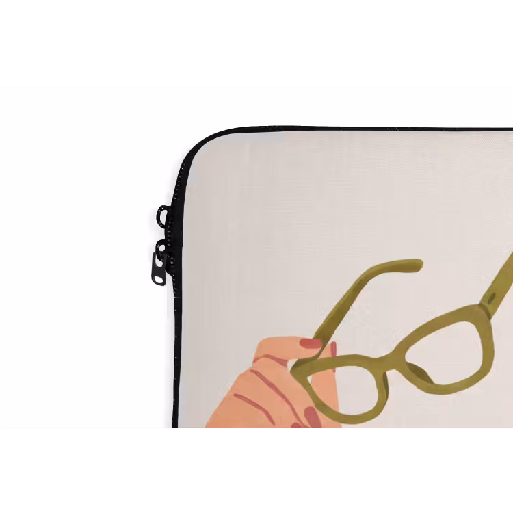 Vrouw - Bril - Cocktail - Illustratie - Modern laptophoes neopreen klein -detail