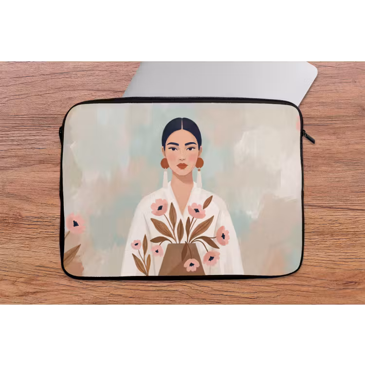 Vrouw - Kimono - Pastel laptophoes neopreen klein -tafel