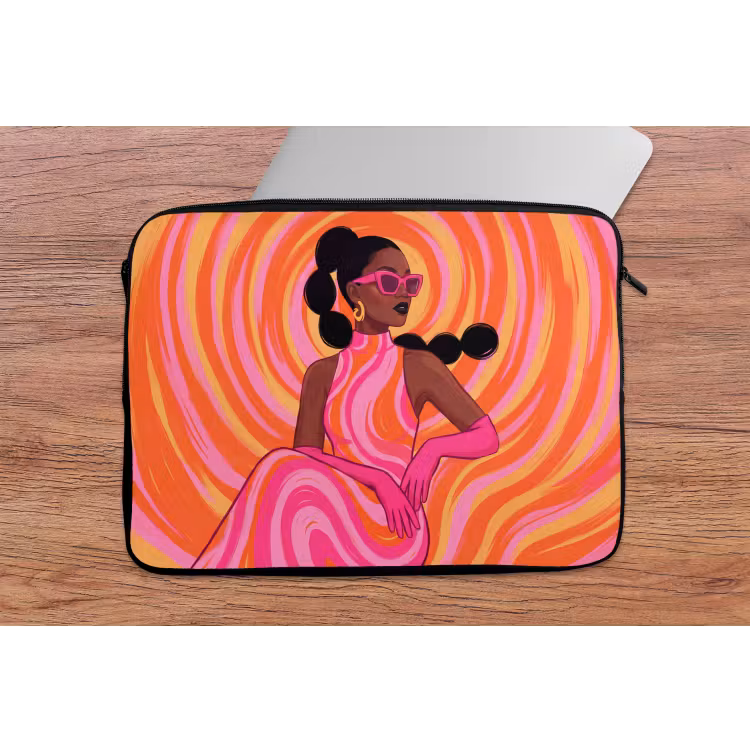 Vrouw - Portret - Kunst - Abstract - Roze laptophoes neopreen klein -tafel