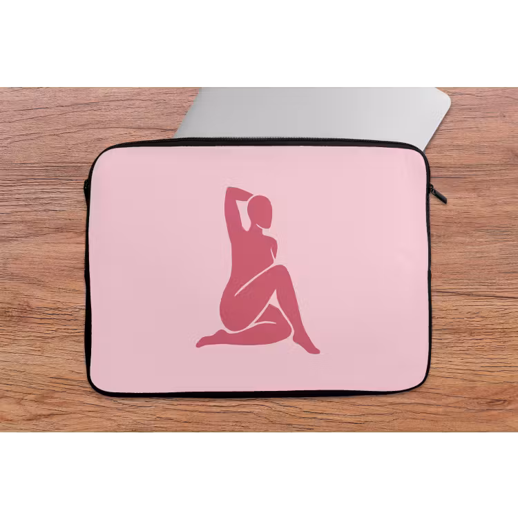 Vrouw - Silhouet - Abstract - Modern - Roze laptophoes neopreen klein -tafel