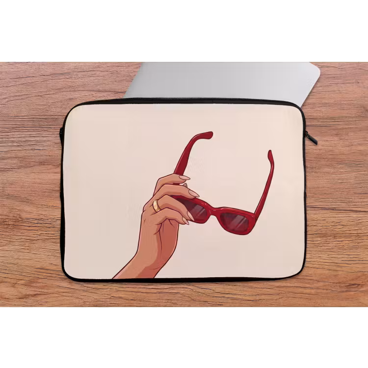 Vrouw - Zonnebril - Mode - Rood - Illustratie laptophoes neopreen klein -tafel