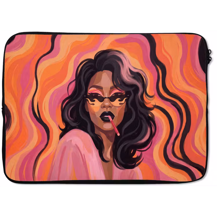 Vrouw - Zonnebril - Modern - Portret - Oranje laptophoes neopreen klein -zkaufland3dotto