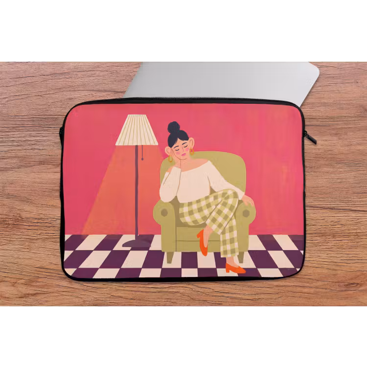 Vrouw - Rust - Interieur - Modern - Kunst laptophoes neopreen klein -tafel