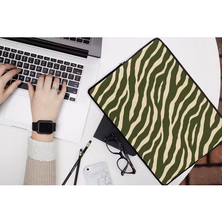 Zebra - Patroon - Groen laptophoes neopreen klein 279 -bureau