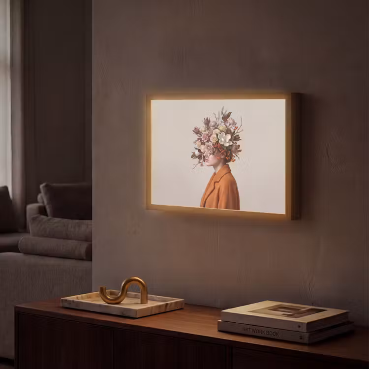 Gezicht - Boeket - Kleurrijk Light Box met batterij (Wandlamp) middel -sfeer1