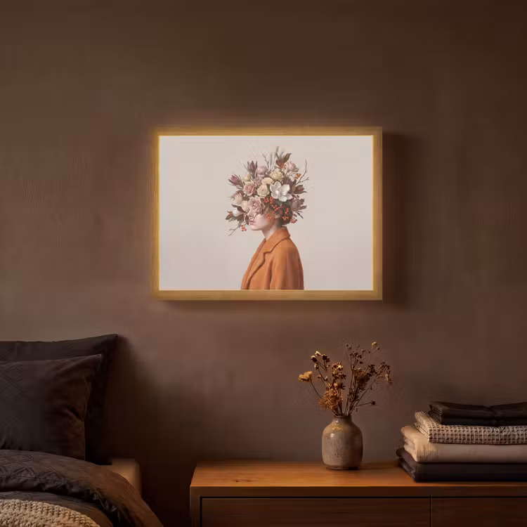 Gezicht - Boeket - Kleurrijk Light Box met batterij (Wandlamp) middel -sfeer4