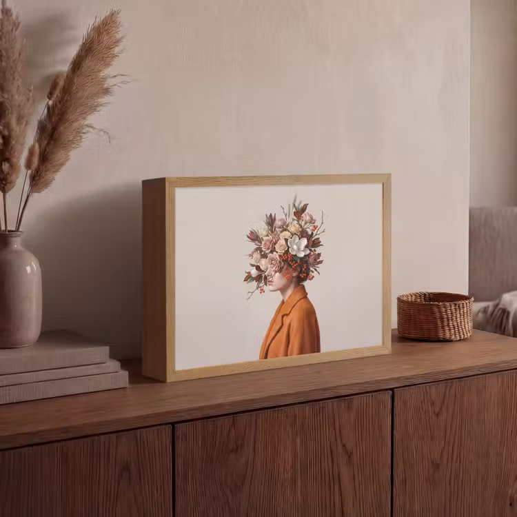 Gezicht - Boeket - Kleurrijk Light Box met batterij (Wandlamp) middel -sfeer2