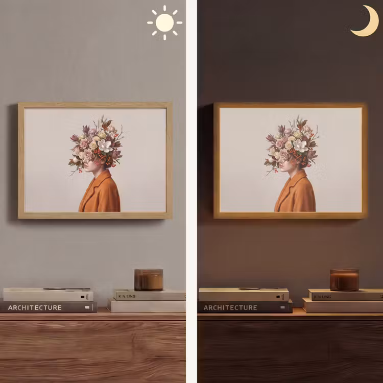 Gezicht - Boeket - Kleurrijk Light Box met batterij (Wandlamp) middel -sfeer3
