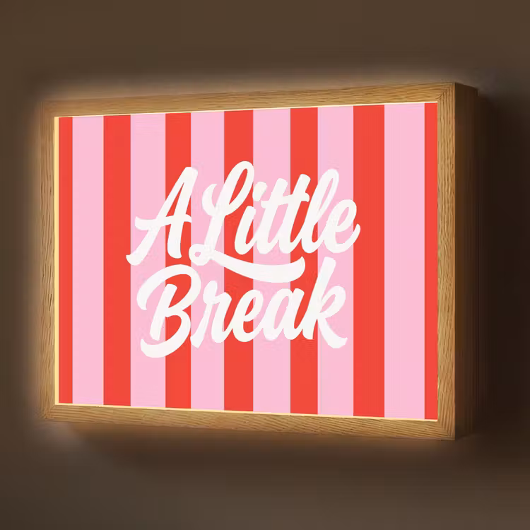 A Little Break - Strepen - Rood - Roze Light Box met batterij (Wandlamp) middel -z3d_website