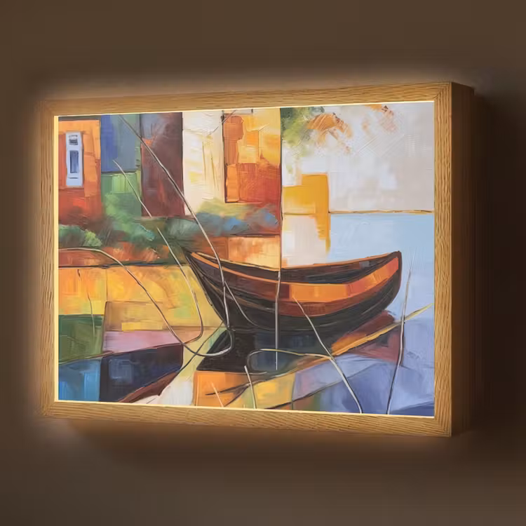Abstract - Kunst - Boot - Kleuren Light Box met batterij (Wandlamp) middel -z3d_website