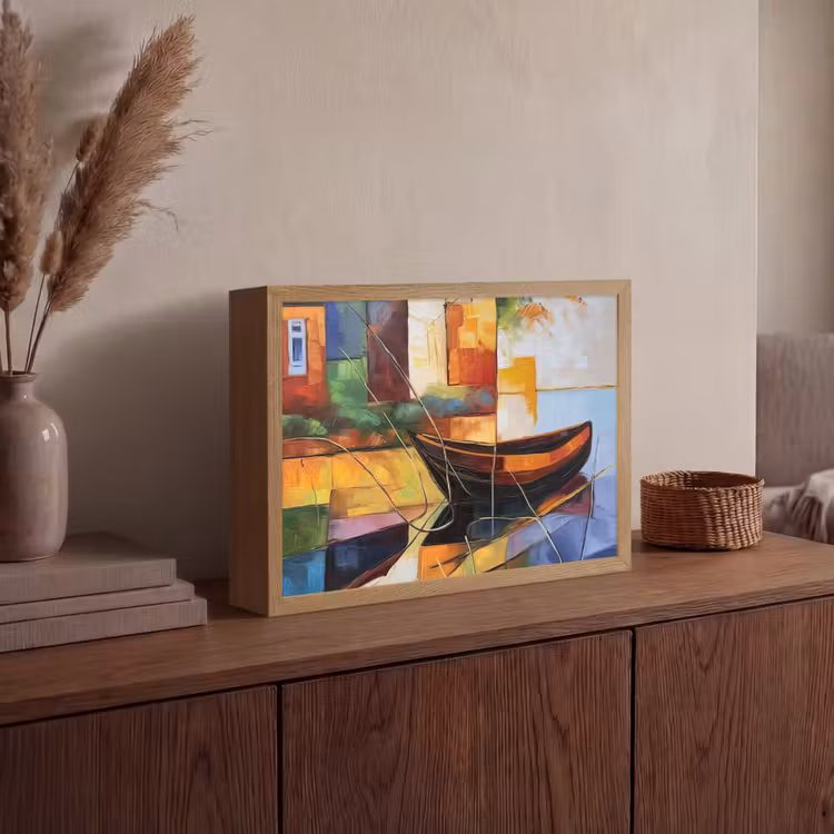 Abstract - Kunst - Boot - Kleuren Light Box met batterij (Wandlamp) middel -sfeer2