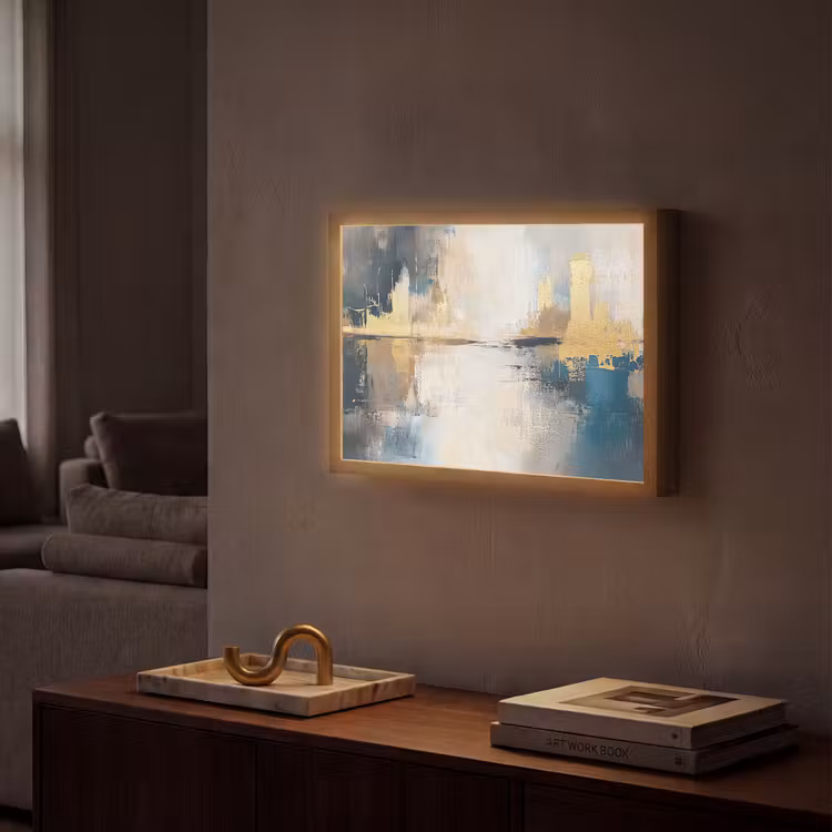 Abstract - Kunst - Goud Light Box met batterij (Wandlamp) middel -sfeer1