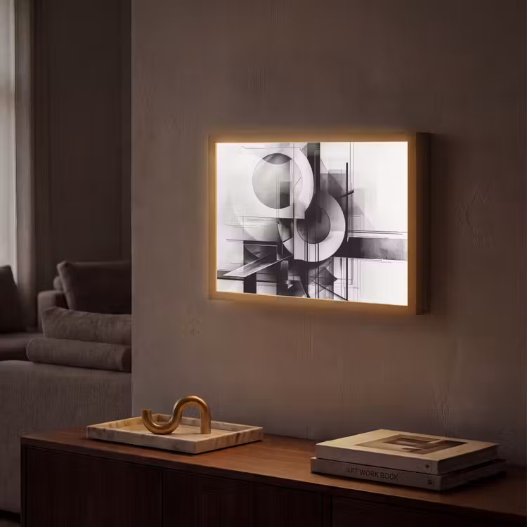 Abstract - Kunst - Modern - Zwart wit Light Box met batterij (Wandlamp) middel -sfeer1