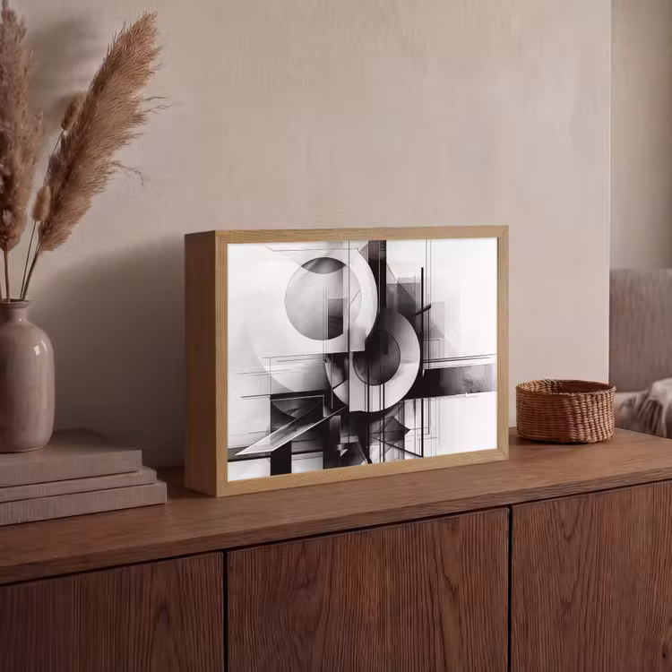 Abstract - Kunst - Modern - Zwart wit Light Box met batterij (Wandlamp) middel -sfeer2