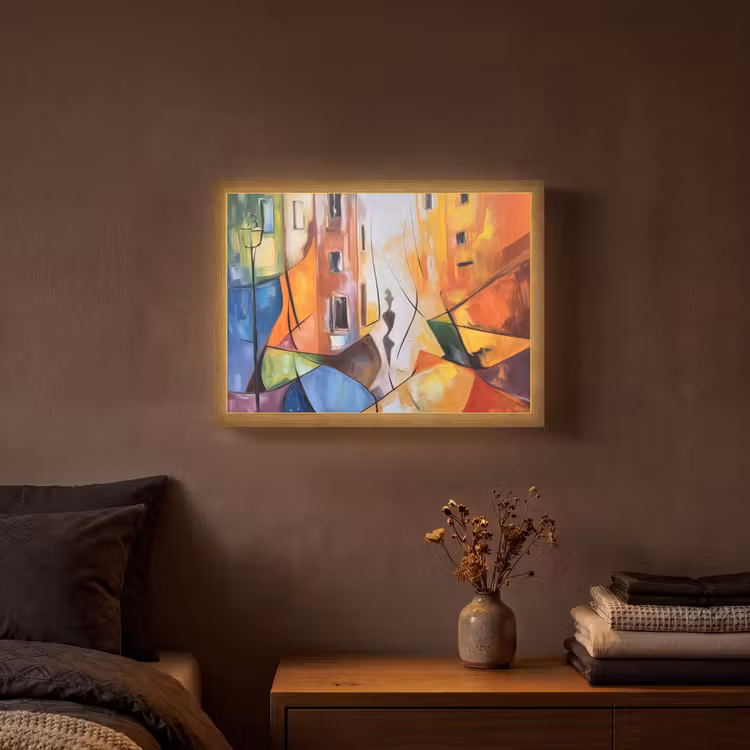 Abstract - Kunst - Schilderij - Kleuren Light Box met batterij (Wandlamp) middel -sfeer4