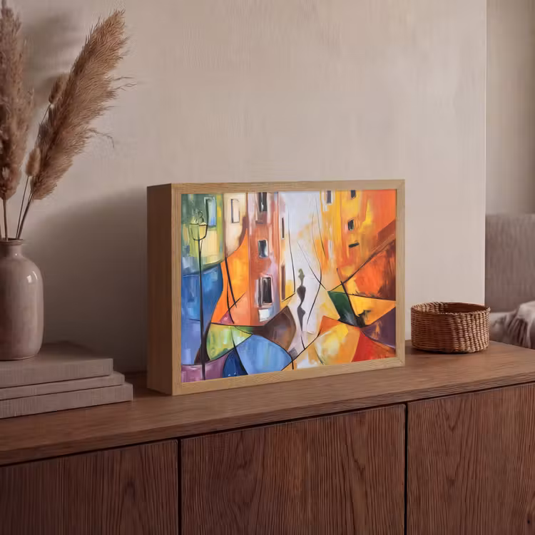 Abstract - Kunst - Schilderij - Kleuren Light Box met batterij (Wandlamp) middel -sfeer2