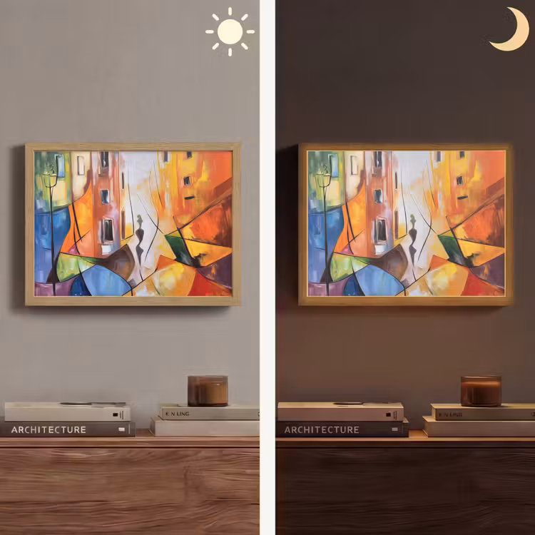 Abstract - Kunst - Schilderij - Kleuren Light Box met batterij (Wandlamp) middel -sfeer3