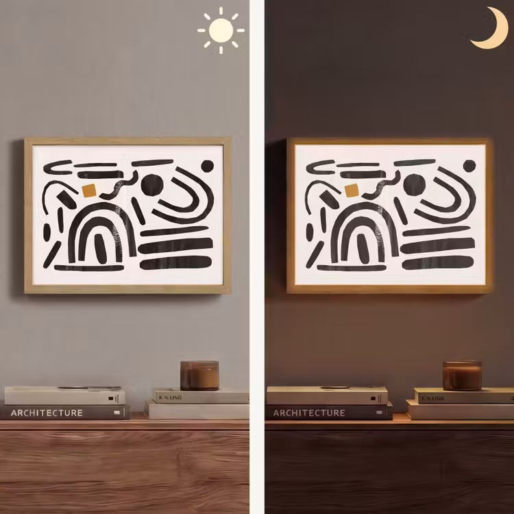 Abstract - Kunst - Vormen - Zwart Light Box met batterij (Wandlamp) middel -sfeer3