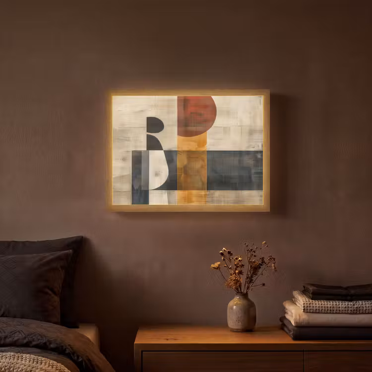 Abstract - Kunst - Vormen - Modern Light Box met batterij (Wandlamp) middel -sfeer4