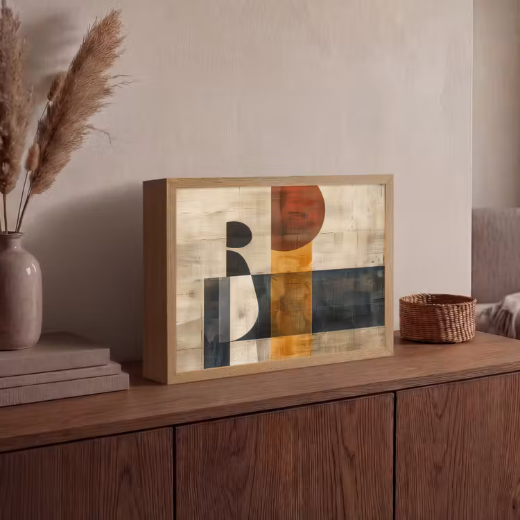 Abstract - Kunst - Vormen - Modern Light Box met batterij (Wandlamp) middel -sfeer2