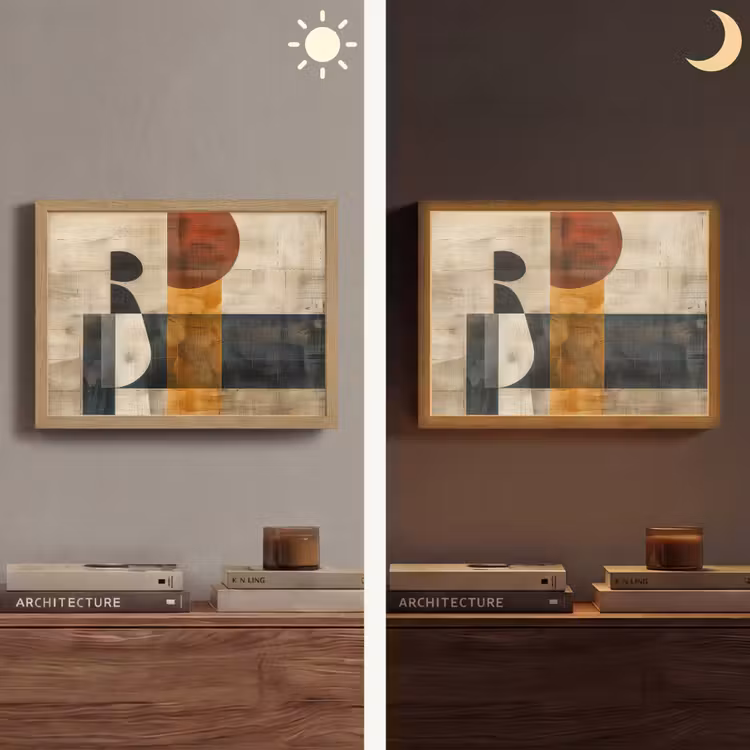Abstract - Kunst - Vormen - Modern Light Box met batterij (Wandlamp) middel -sfeer3