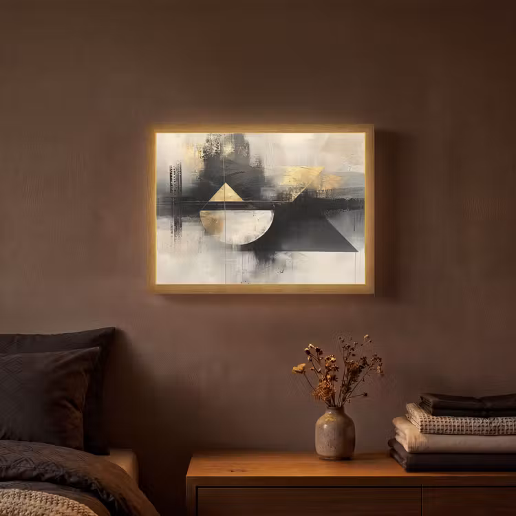 Abstract - Zwart - Verf - Modern Light Box met batterij (Wandlamp) middel -sfeer4
