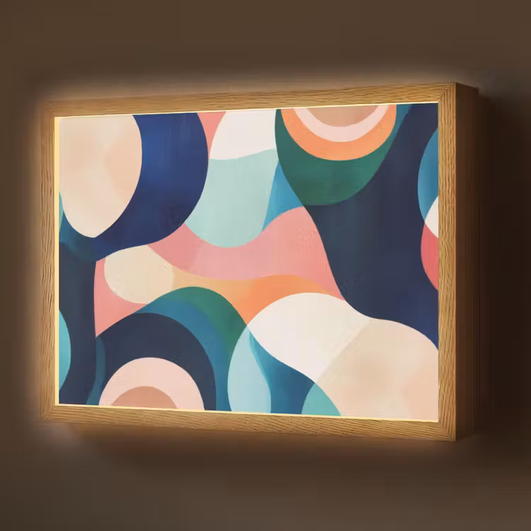 Abstract - Blauw - Roze Light Box met batterij (Wandlamp) middel -z3d_website