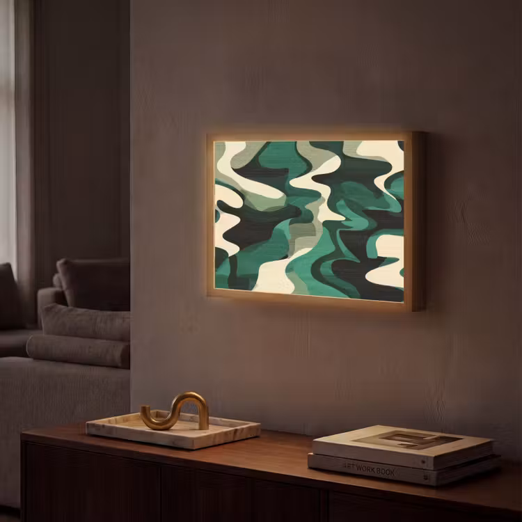 Abstract - Camouflage - Groen Light Box met batterij (Wandlamp) middel -sfeer1